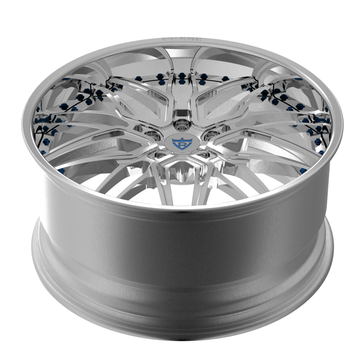 Custom 2 piece forged Camaro wheel, polished finish, designed for performance vehicles, 18 inch option available.